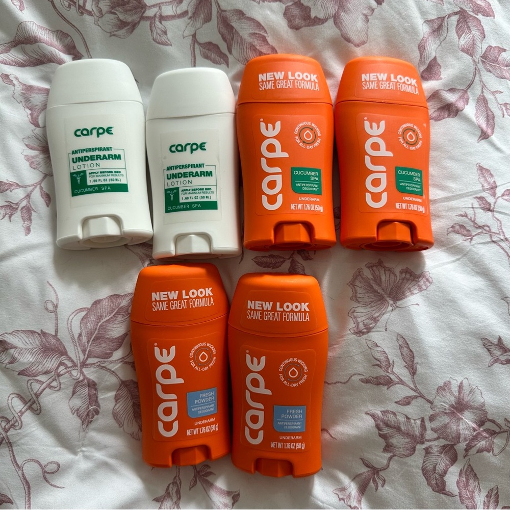 Carpe Antiperspirant Underarm Deodorant in cucumber spa and fresh powder